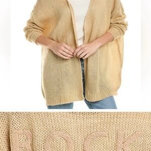 Beige Knit Cardigan with Rock & Love Text